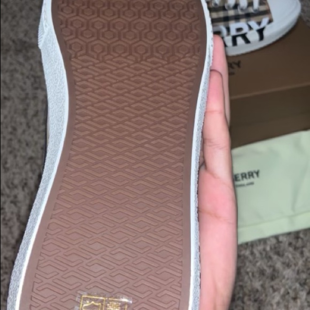 BURBERRY Logo Print Vintage Check Cotton Sneakers - Picture 3 of 5